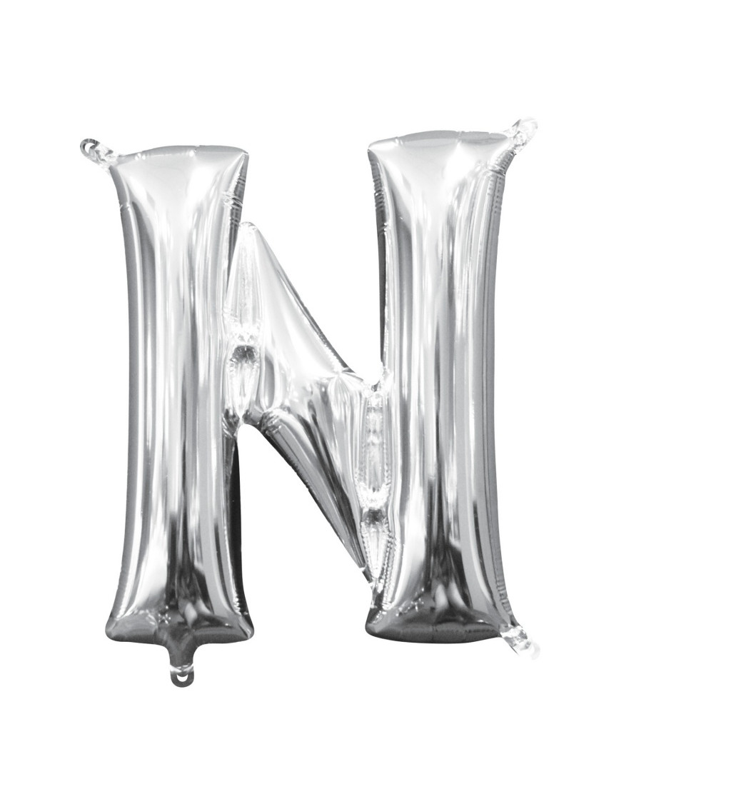 Fóliový balónik "N" - strieborný