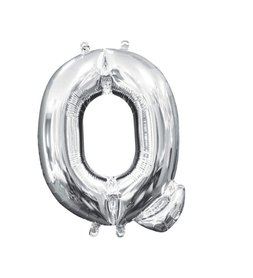 Fóliový balónik "Q" - mini strieborný