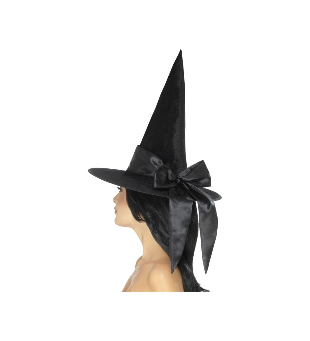 Čarodejnícky klobúk s mašľou - čierny