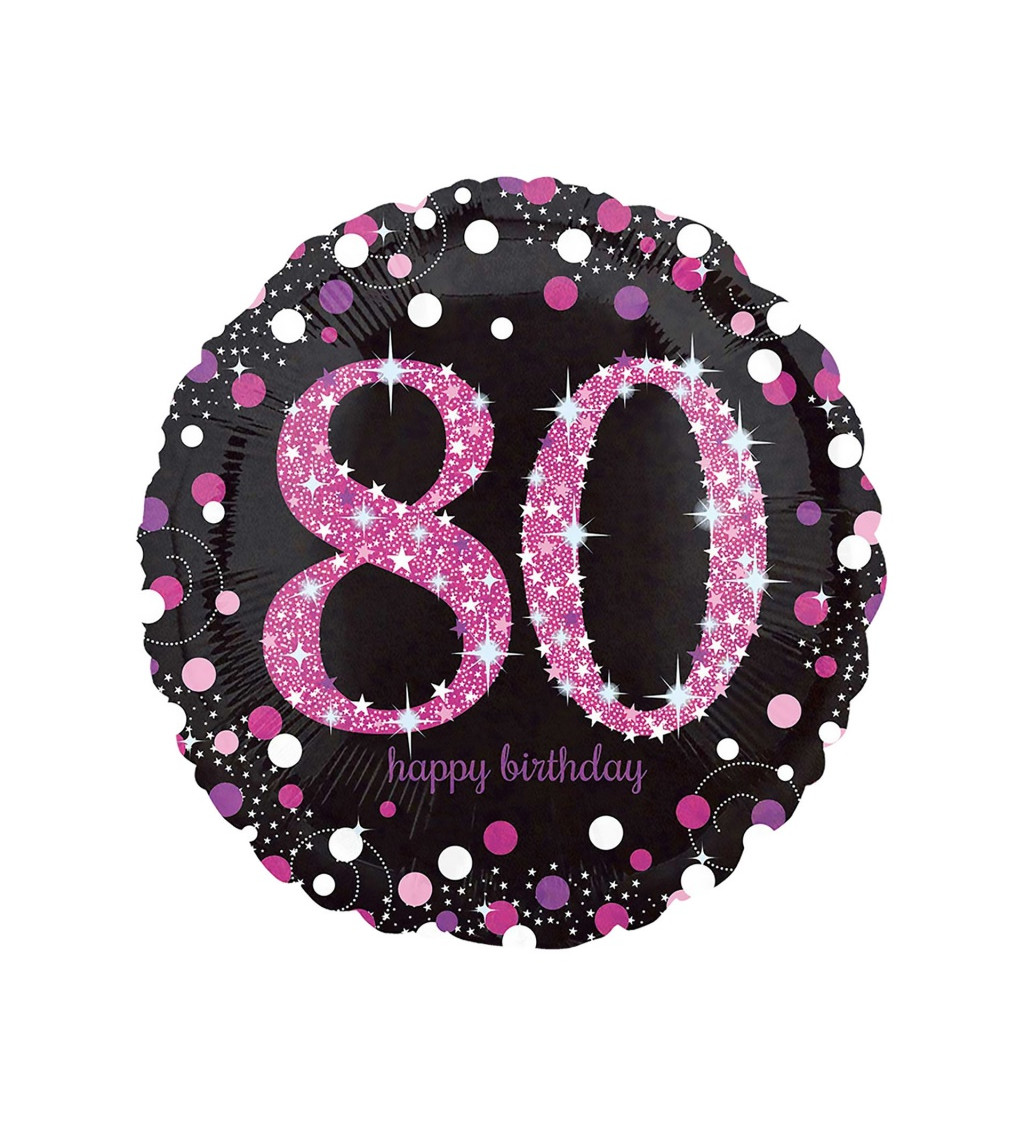 Fóliový balón "80" - ružový