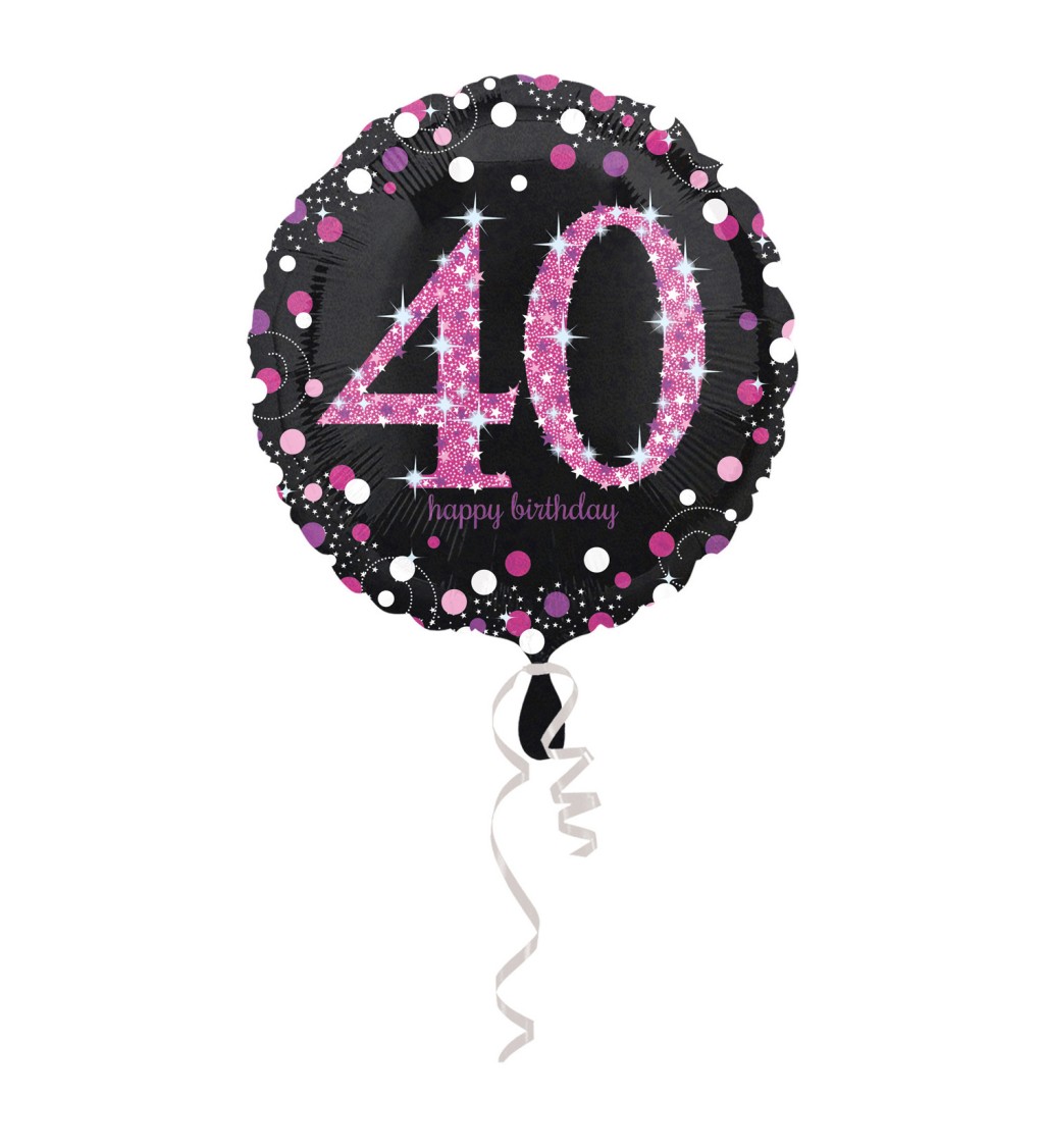 Fóliový balón "40" - ružový
