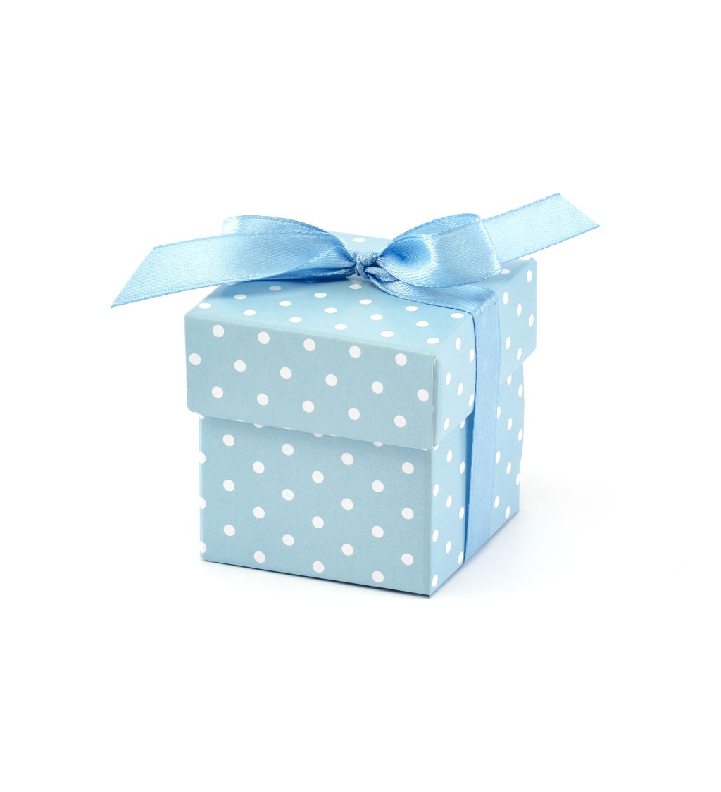 Darčeková krabička modrá s bodkami - 10 ks