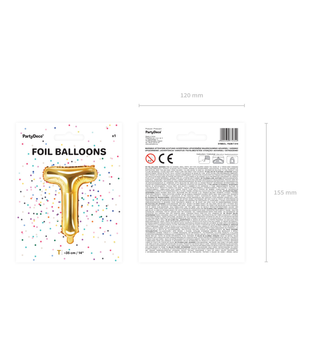 Fóliový balónik T - zlatý