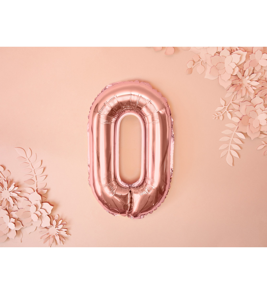 Fóliový balónik O - ružovo zlatý