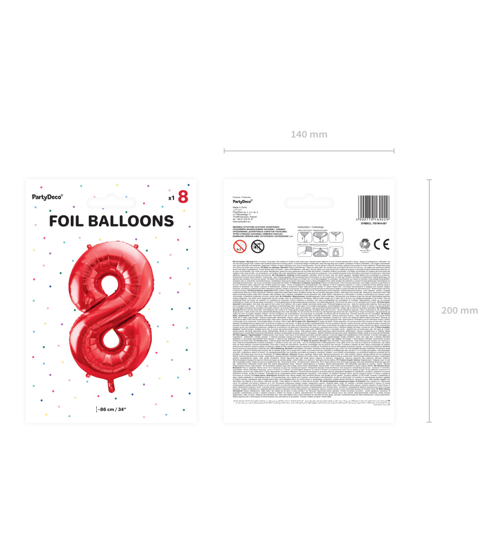 Fóliový balónik 8 - červená