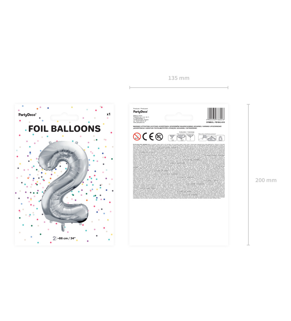 Fóliový balónik 2 - strieborná