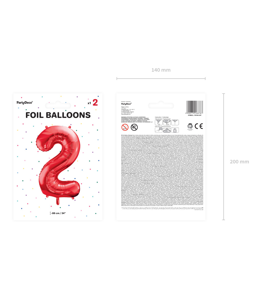Fóliový balónik 2 - červená