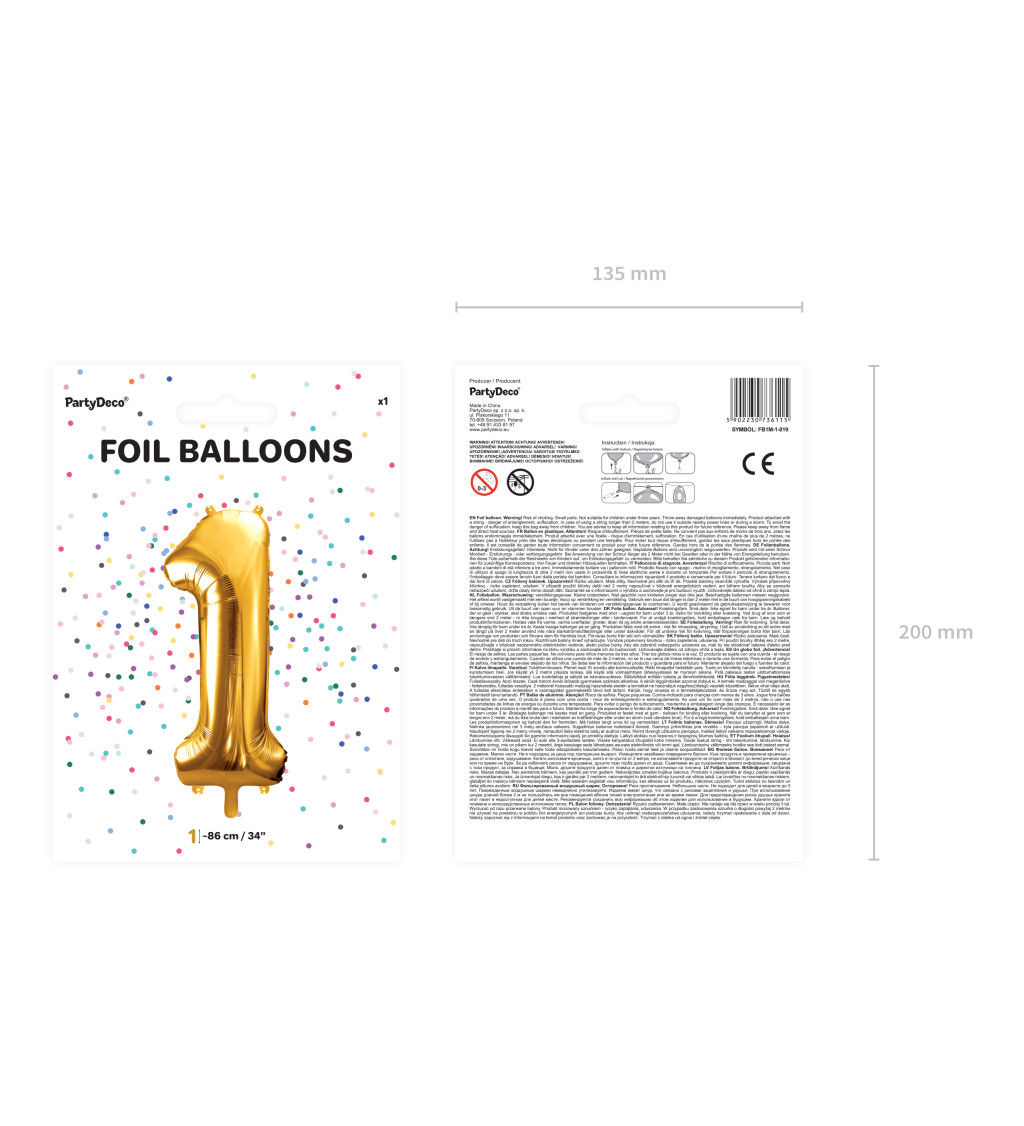 Fóliový balónik 1 - zlatý