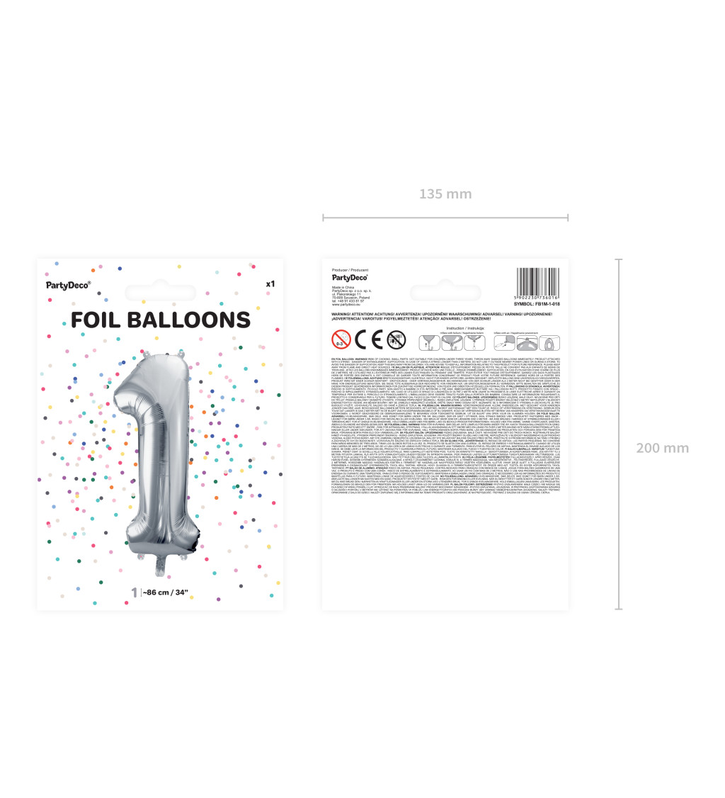 Fóliový balónik 1 - strieborná