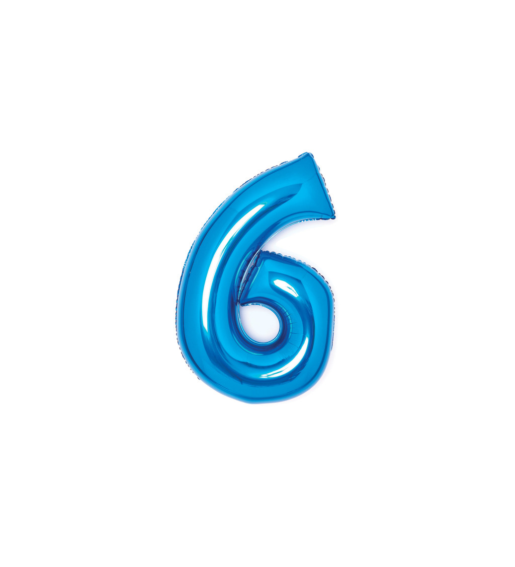 Fóliový balón "6" - lesklý modrý