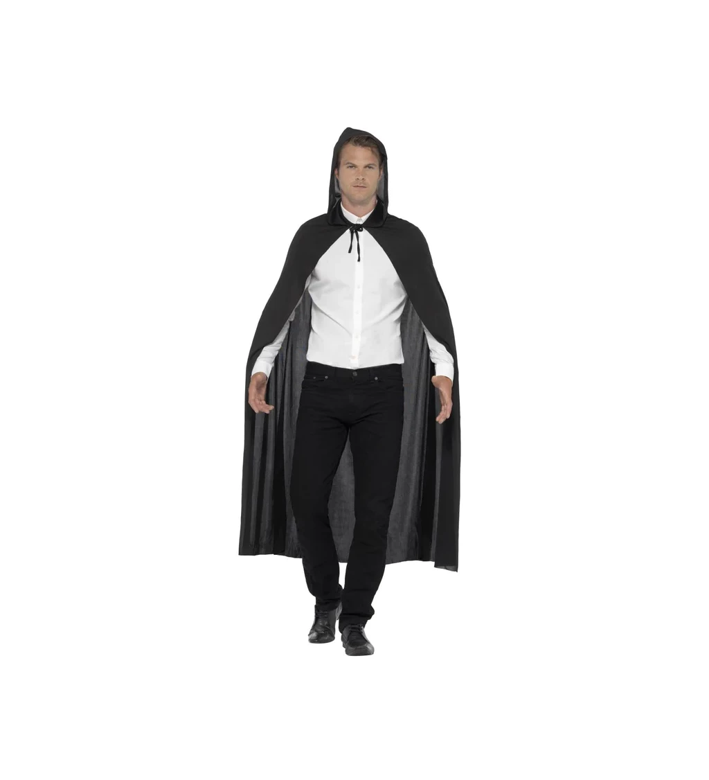 Čierny upírsky plášť s kapucňou
