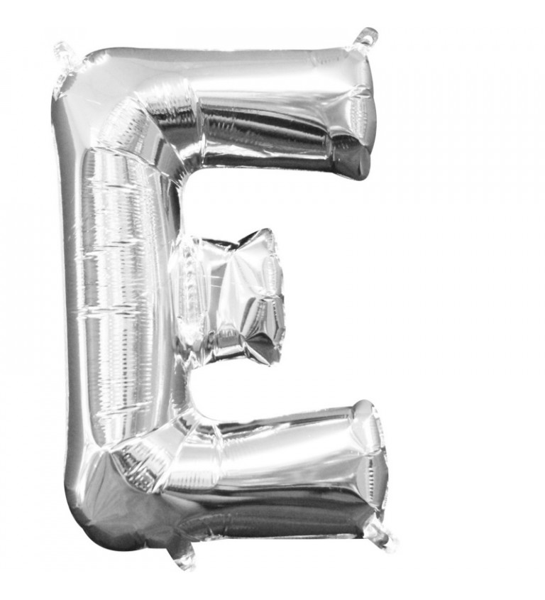 Fóliový balónik "E" - strieborný