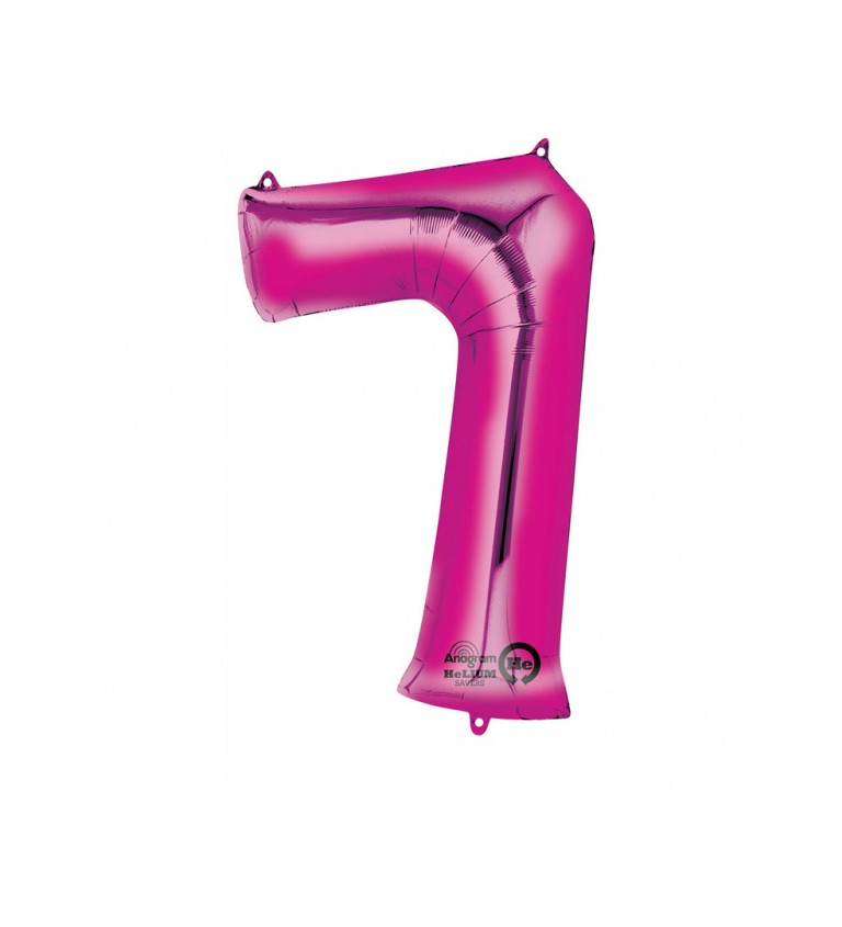 Ružový balón v tvare čísla 7