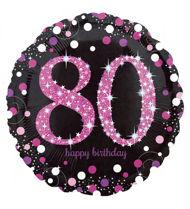 Fóliový balón "80" - ružový