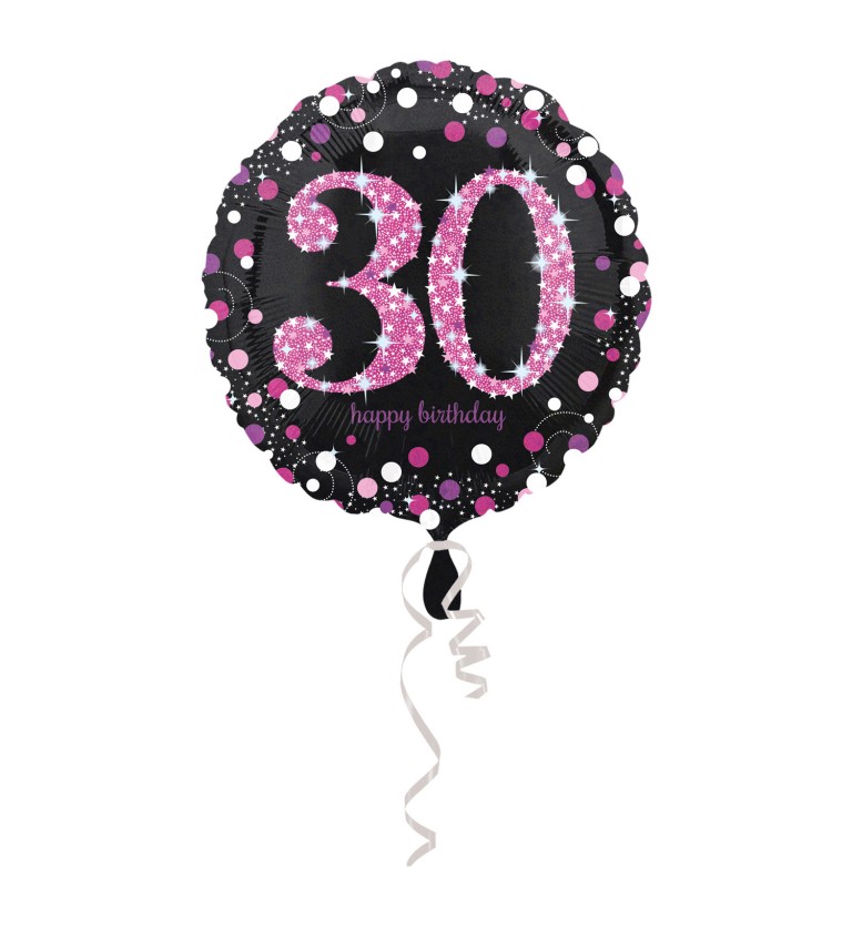 Fóliový balón "30" - ružový