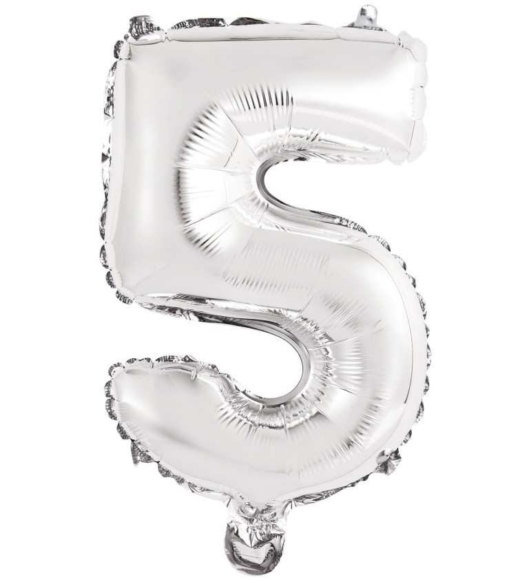 Fóliový balónik "5", mini strieborný