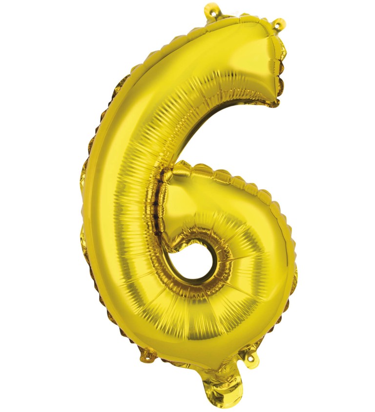 Fóliový balónik "6", mini zlatý