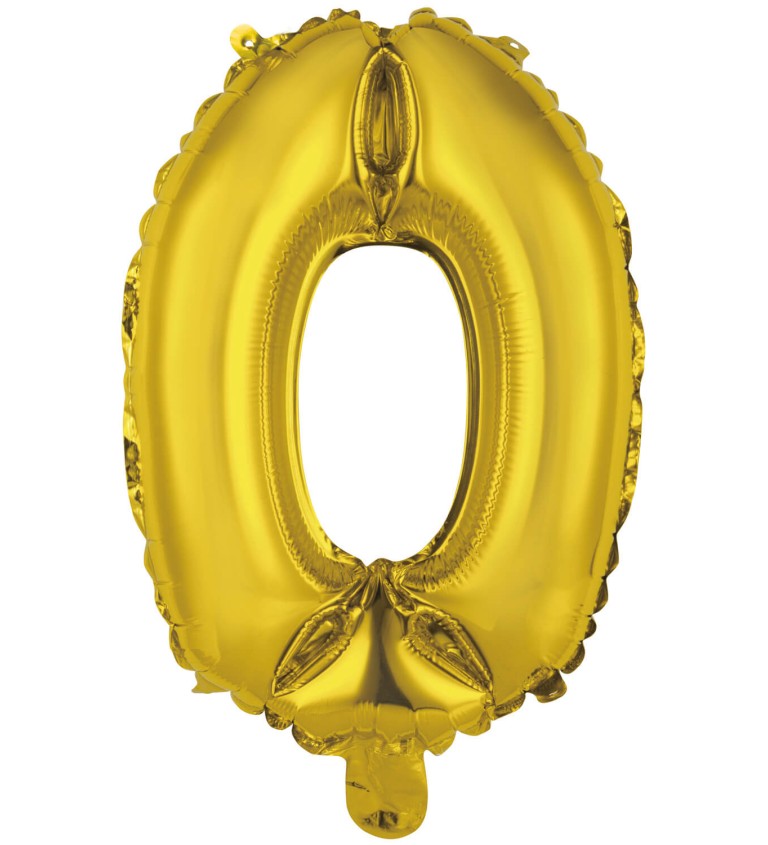 Fóliový balónik "0", mini zlatý