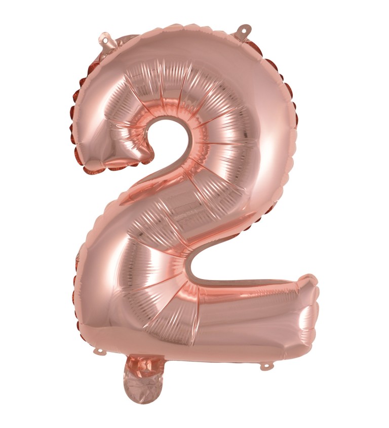Fóliový balónik "2", mini rose gold