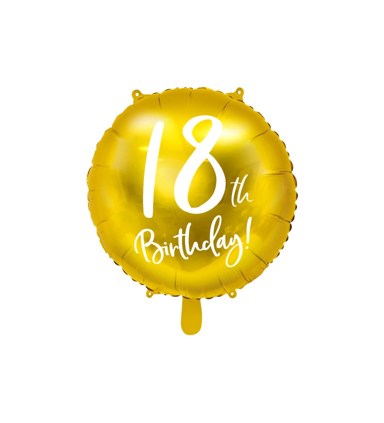 Fóliový balón 18. narodeniny, zlatý
