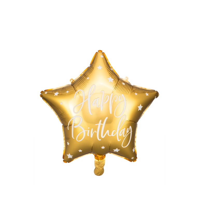 Fóliový balónik Hviezda s nápisom Happy Birthday!