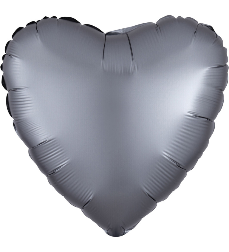 Fóliový balónik Srdce, šedý satén