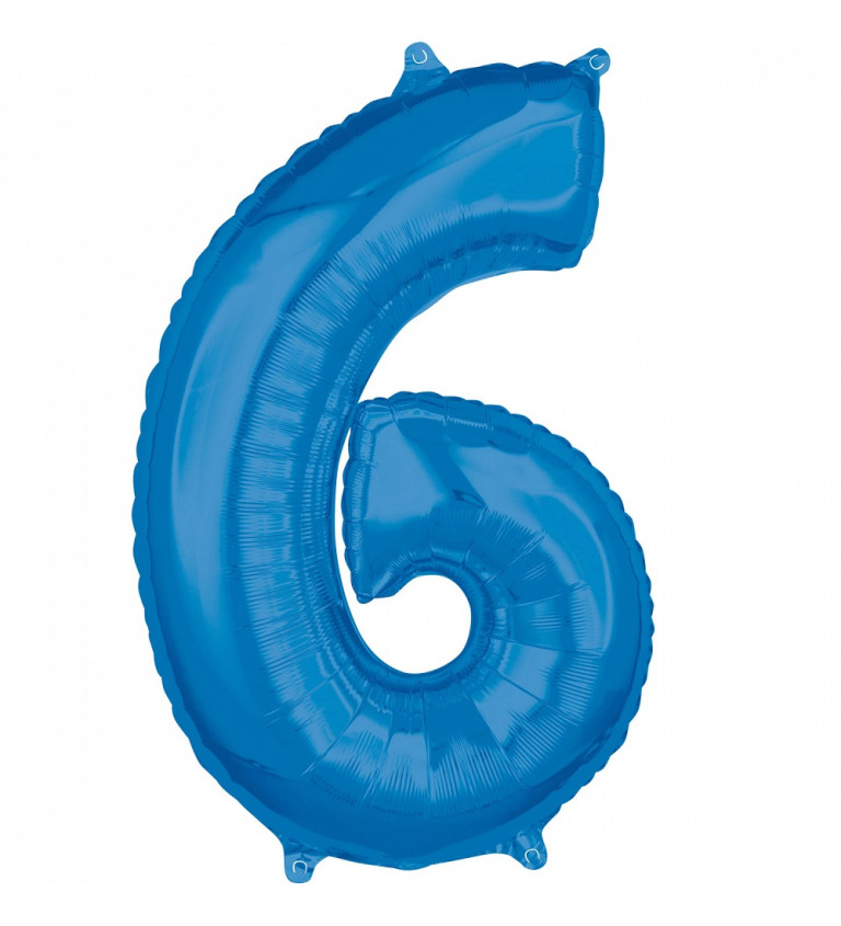 Fóliový balón "6" - Modrý