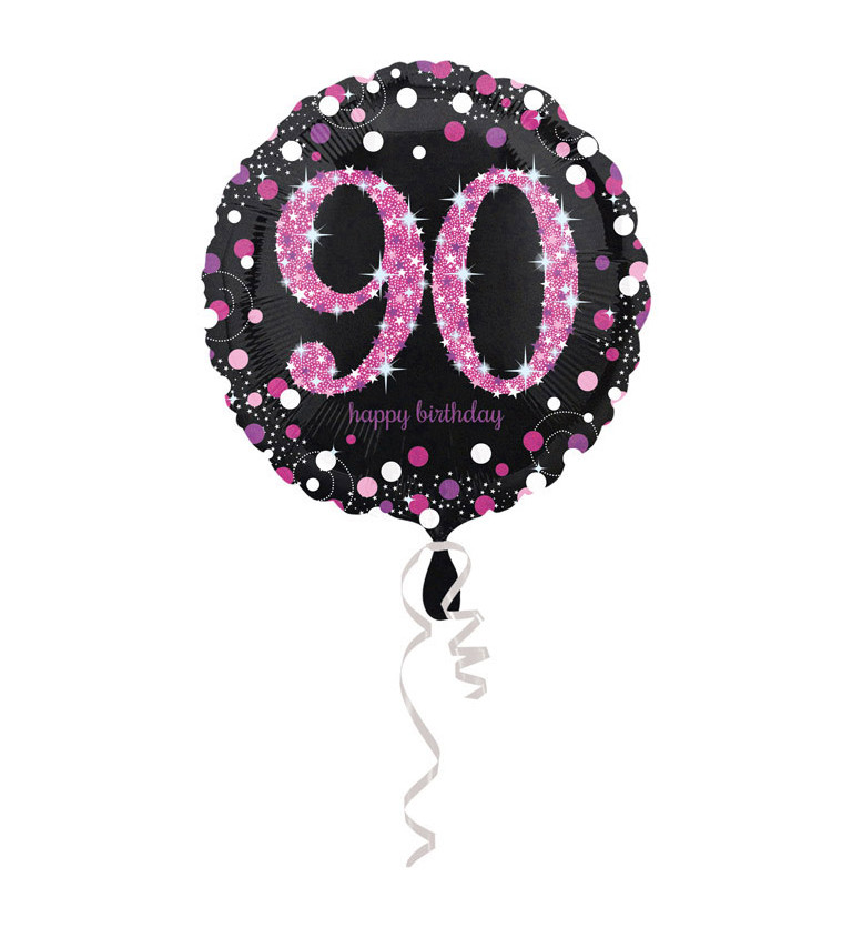 Fóliový balón "90" - ružový