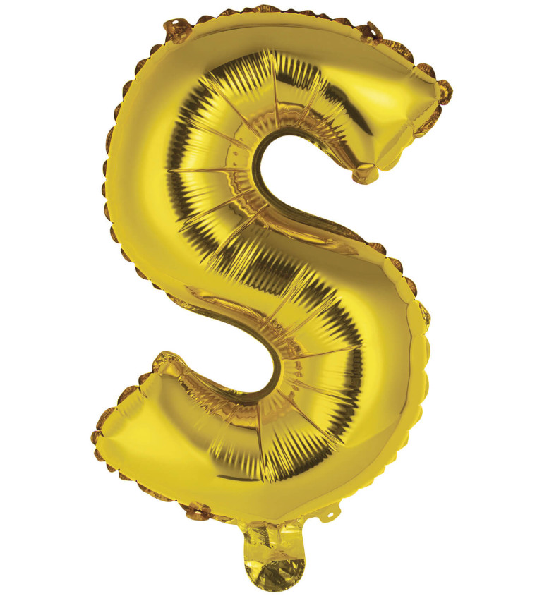 Fóliový balónik "S" - mini zlatý