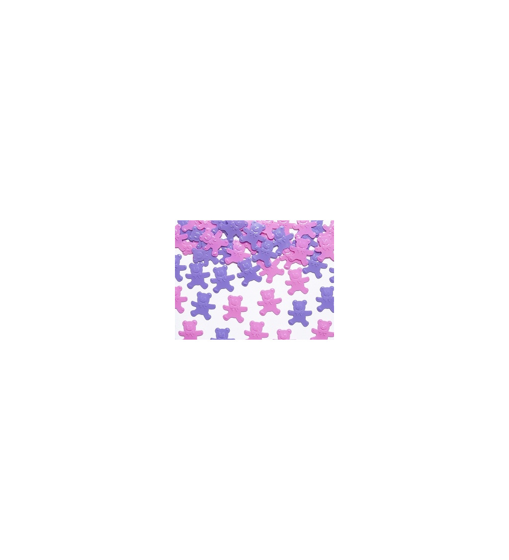Konfety - ružoví a fialoví medvedíci