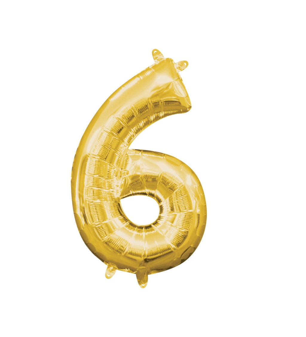 Fóliový balónik "6" - zlatý