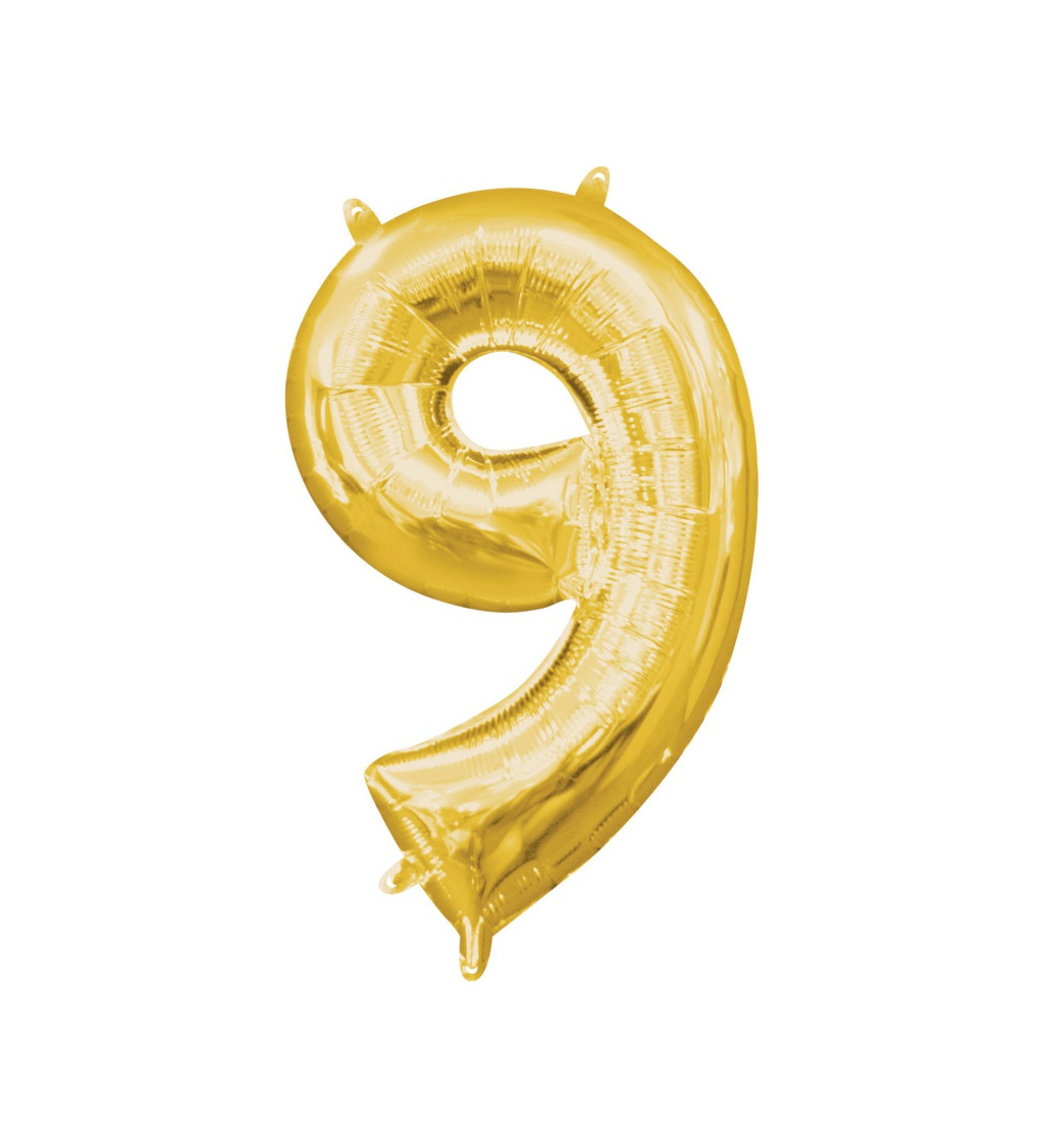 Fóliový balónik číslo "9" - zlatý
