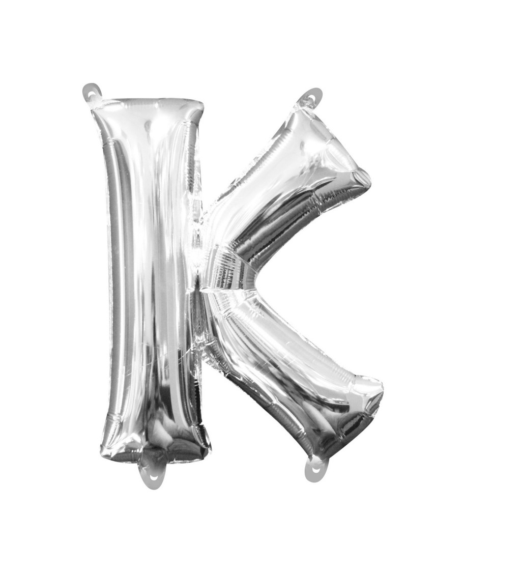 Fóliový balónik "K" - strieborný