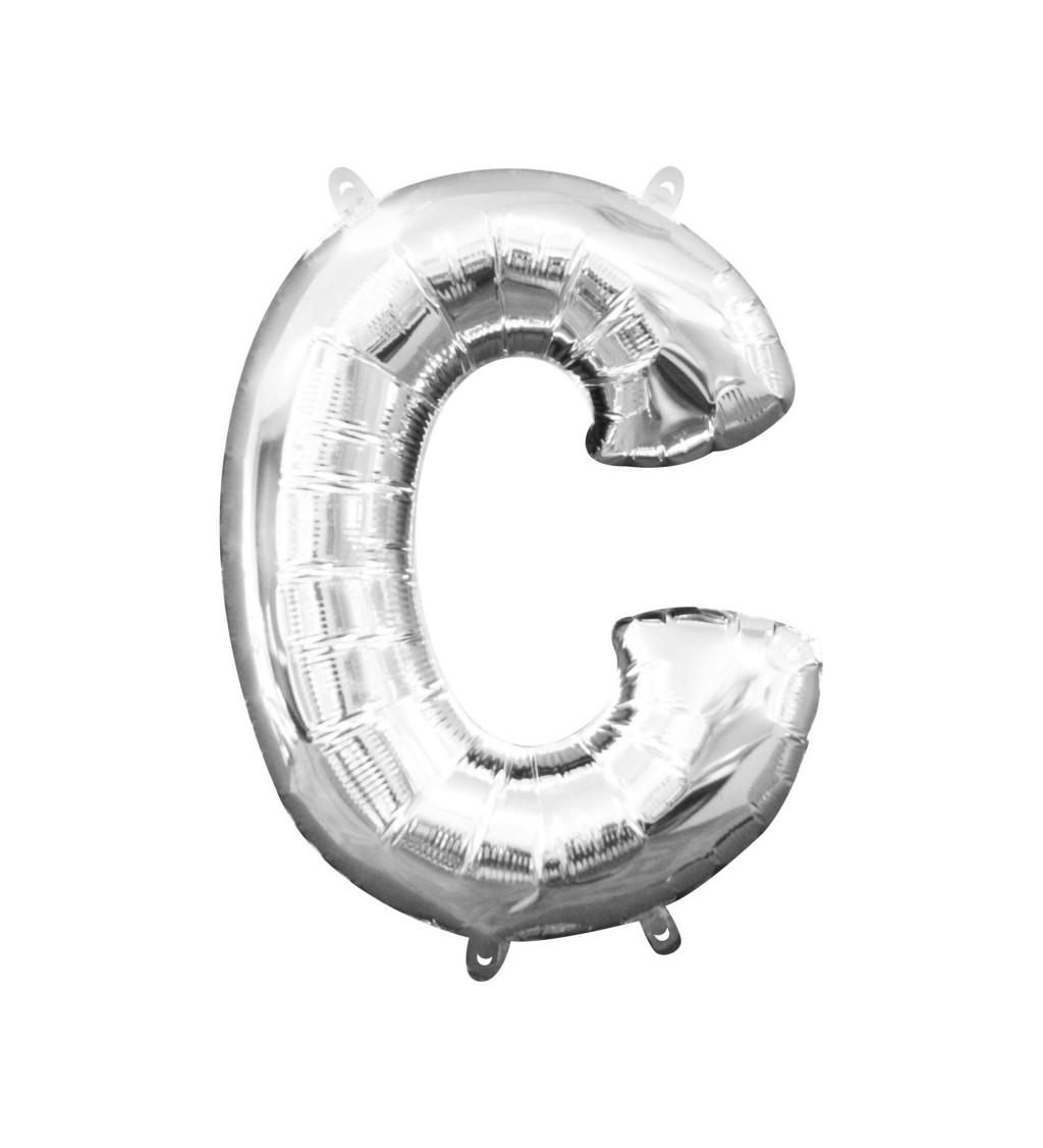 Fóliový balónik "C" - strieborný