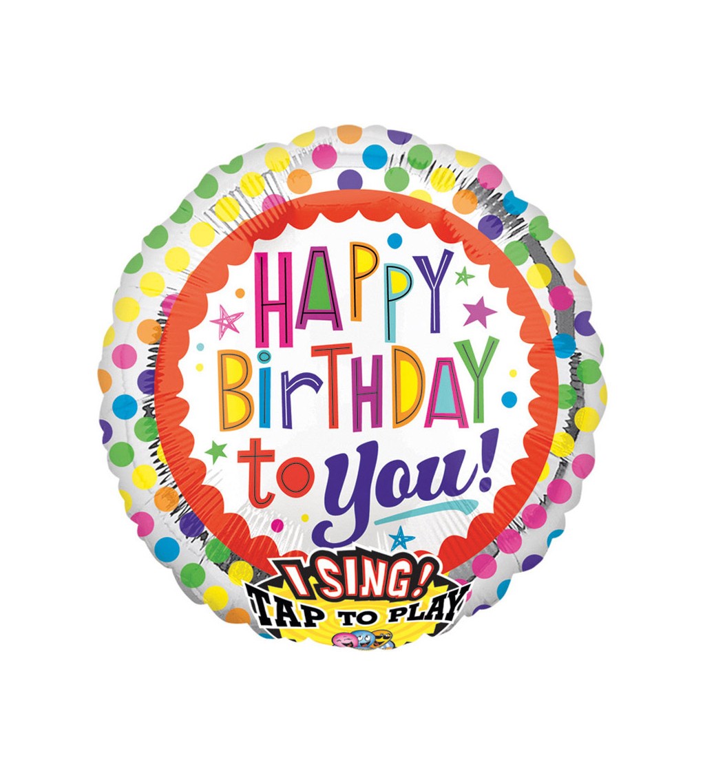 Hrajúci fóliový balónik Happy Birthday