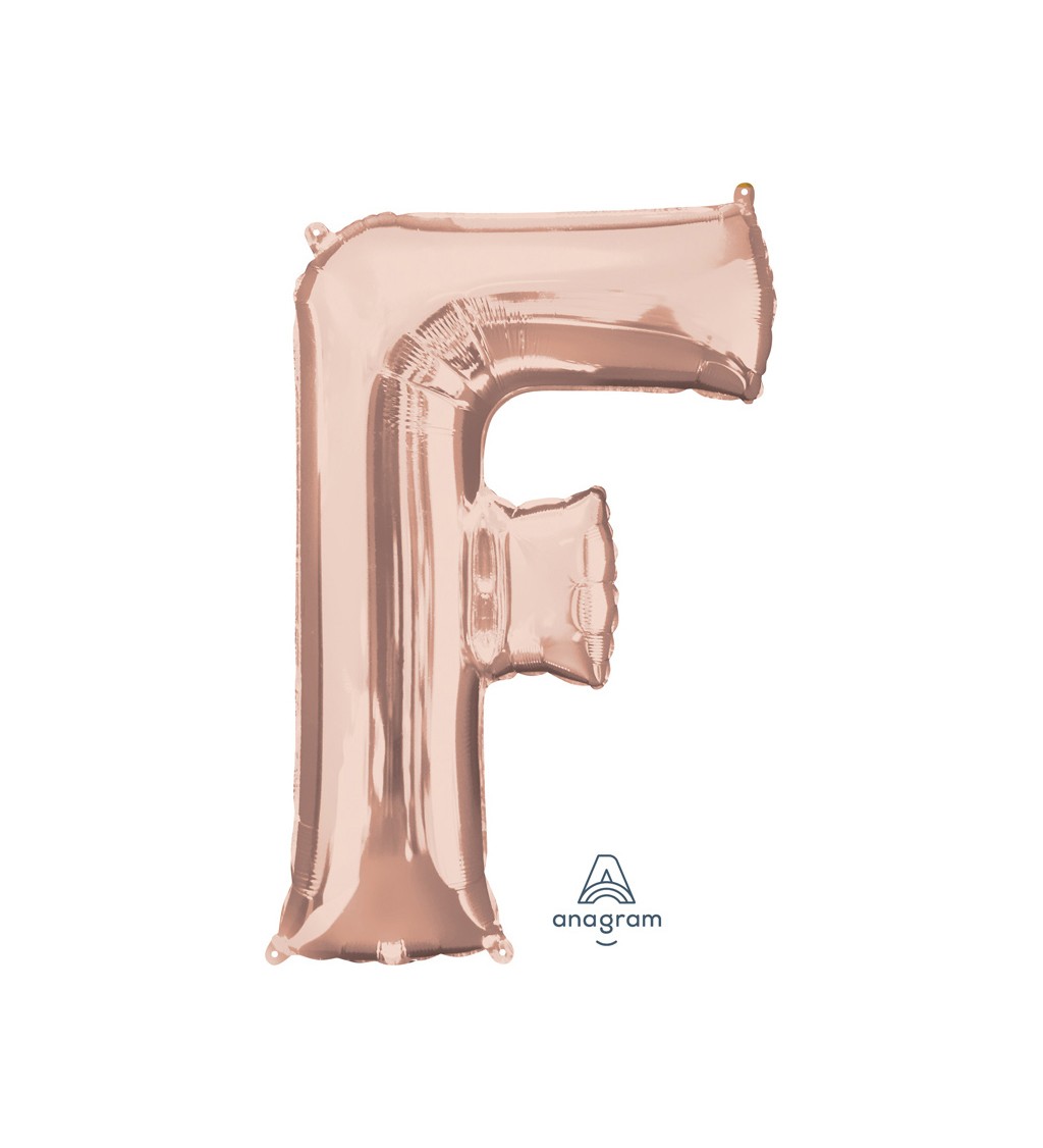 Fóliový balónik "F" - rose gold 81cm