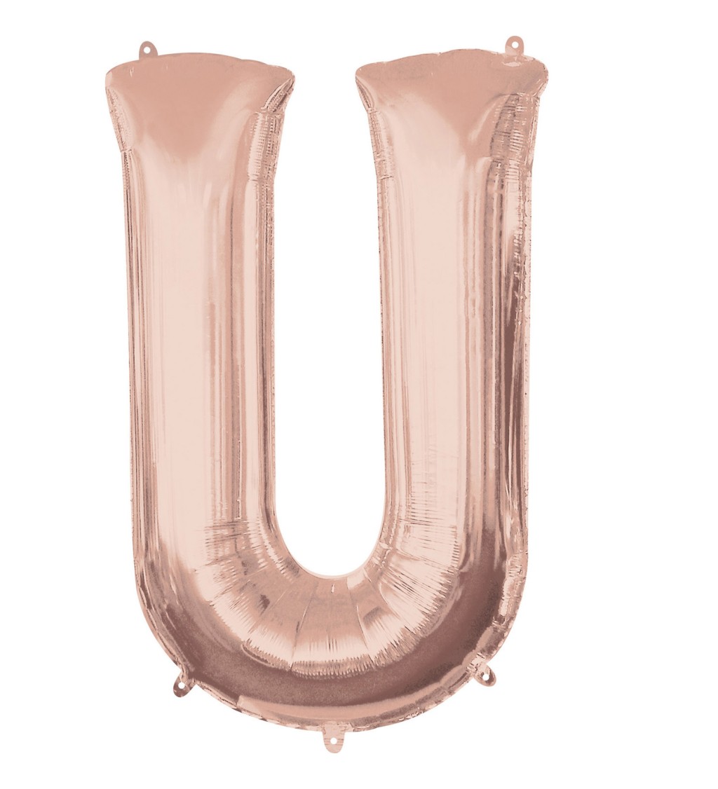 Fóliový balónik "U" - rose gold 83cm