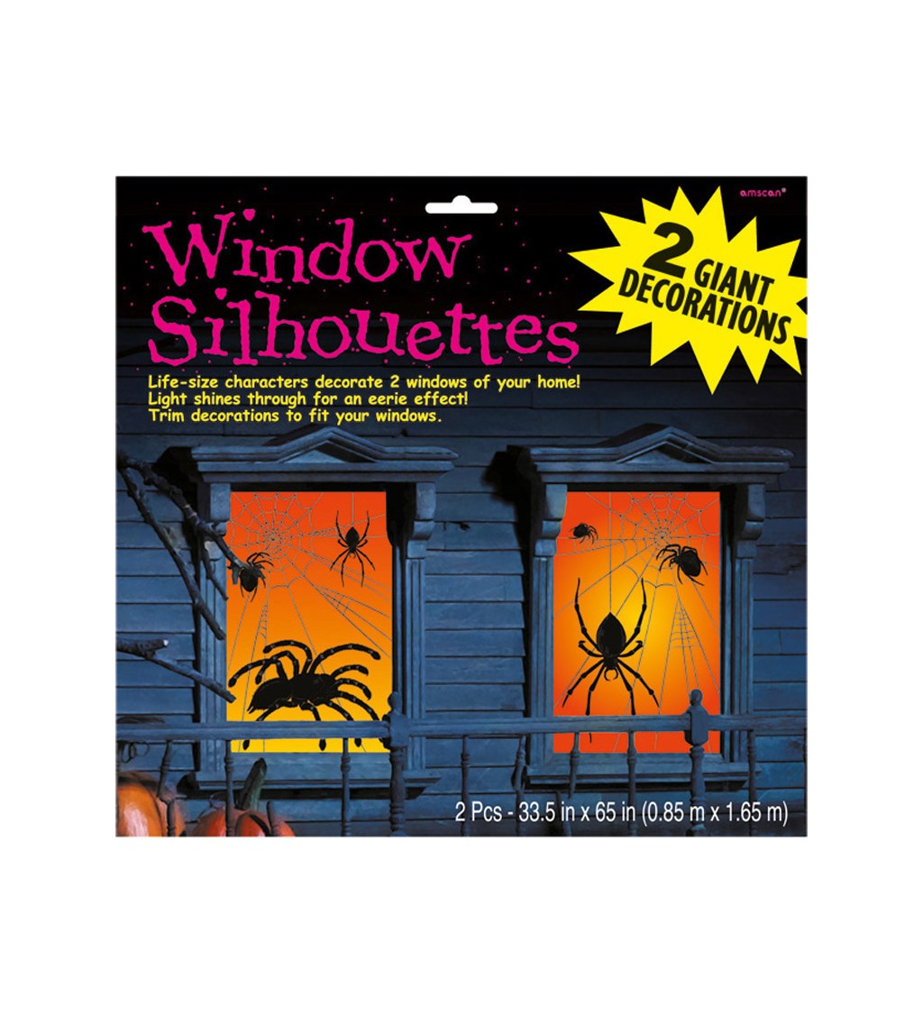 Strašidelná dekorácia na okno - pavúci