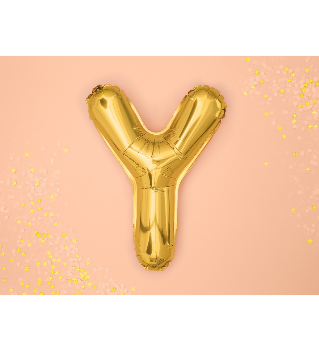 Fóliový balónik Y - ružovo zlatý