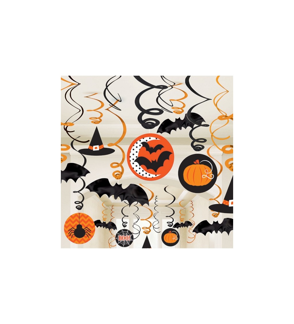 Dekorácia - špirály s halloweenskymi motívmi