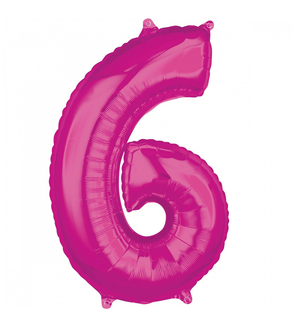 Fóliový balón "6" - Ružový