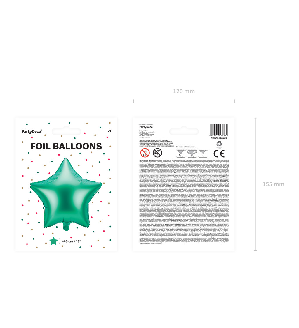 Vianočný fóliový balónik v tvare zelenej zamatovej hviezdy