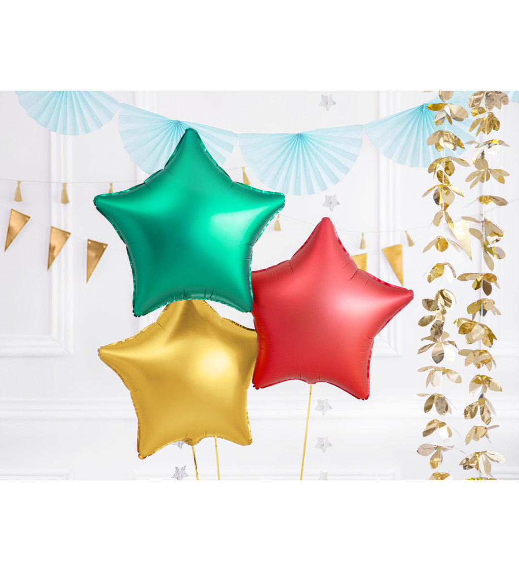 Vianočný fóliový balónik v tvare zelenej zamatovej hviezdy