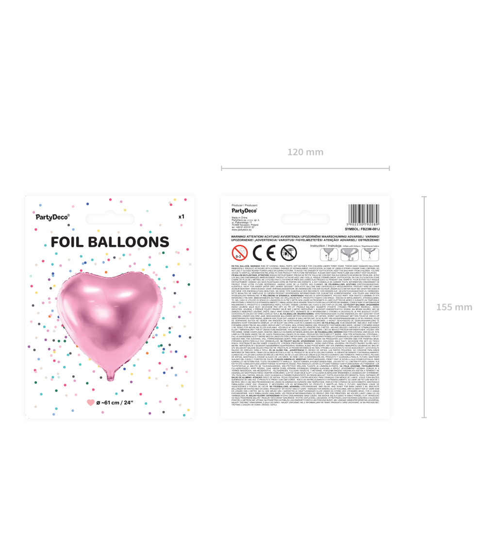 Fóliový balónik srdce - ružový