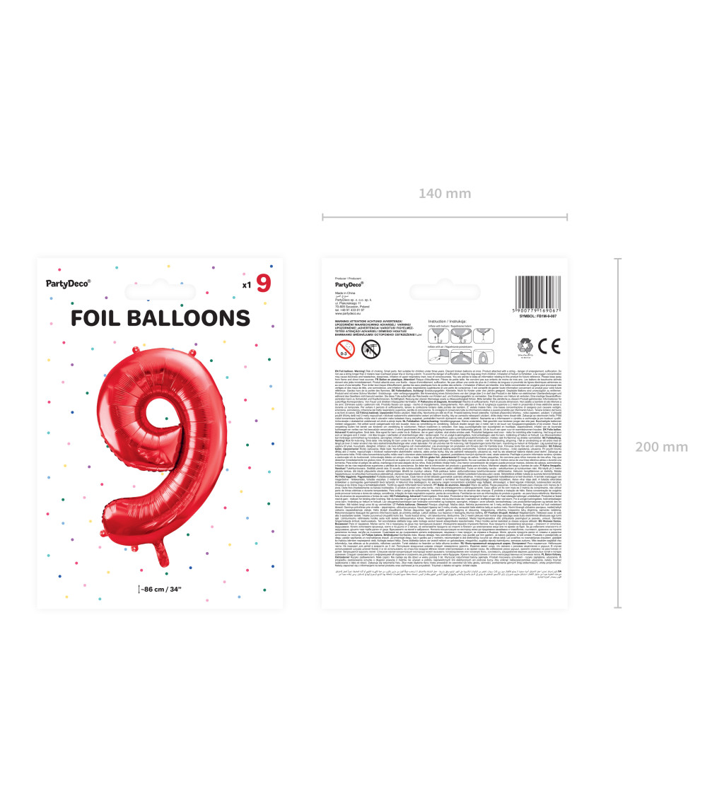 Fóliový balónik 9 - červená