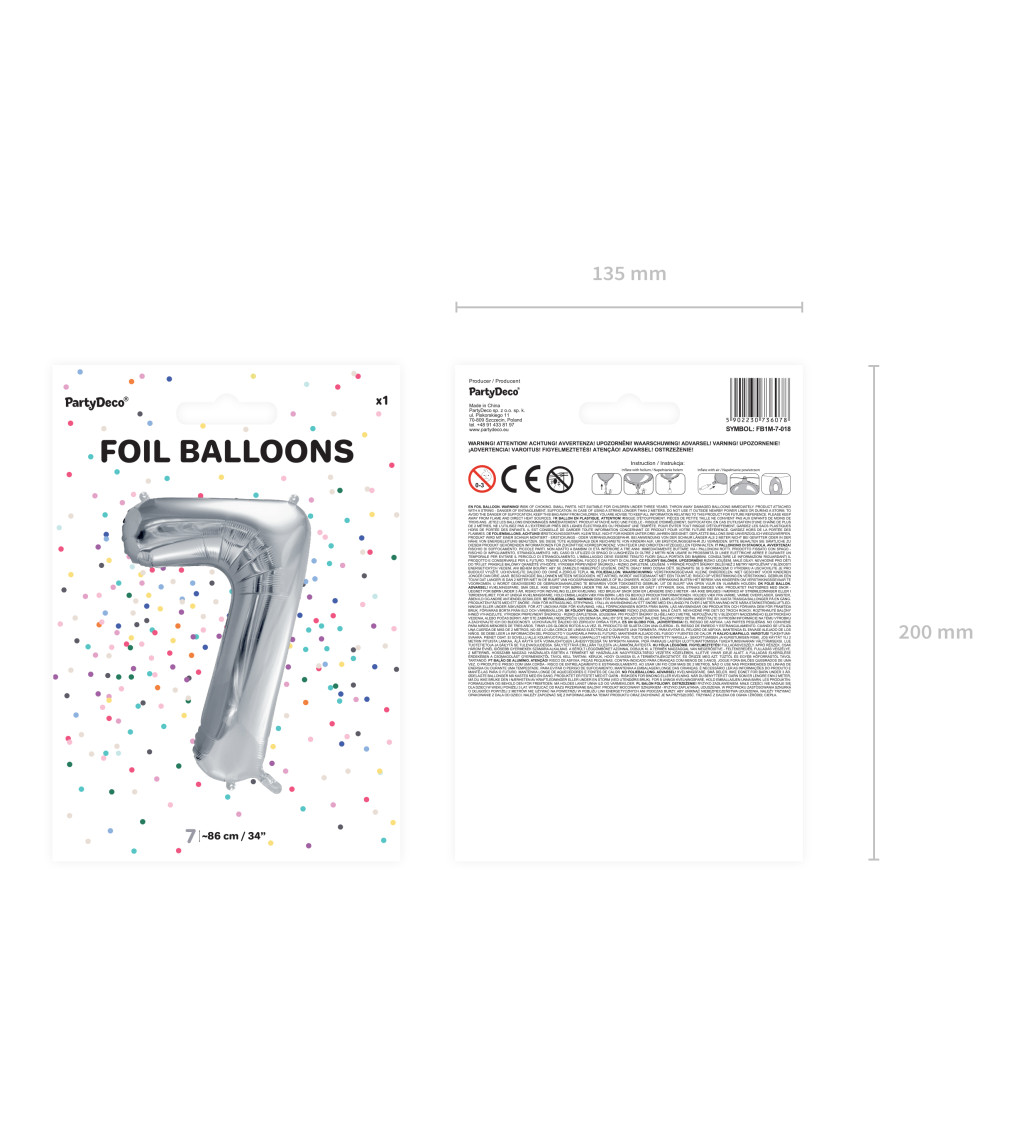 Fóliový balónik 7 - strieborná