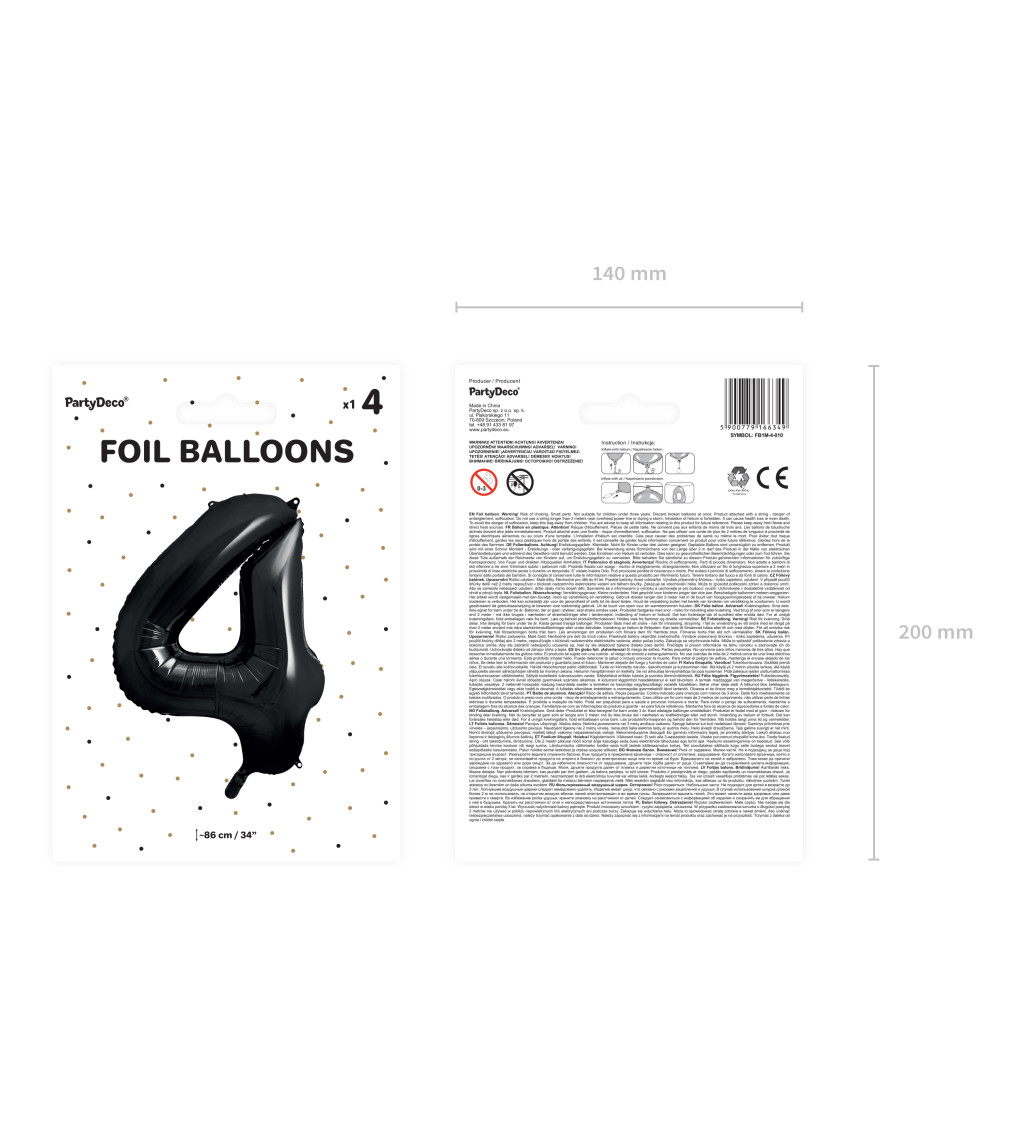 Fóliový balónik 4 - čierna