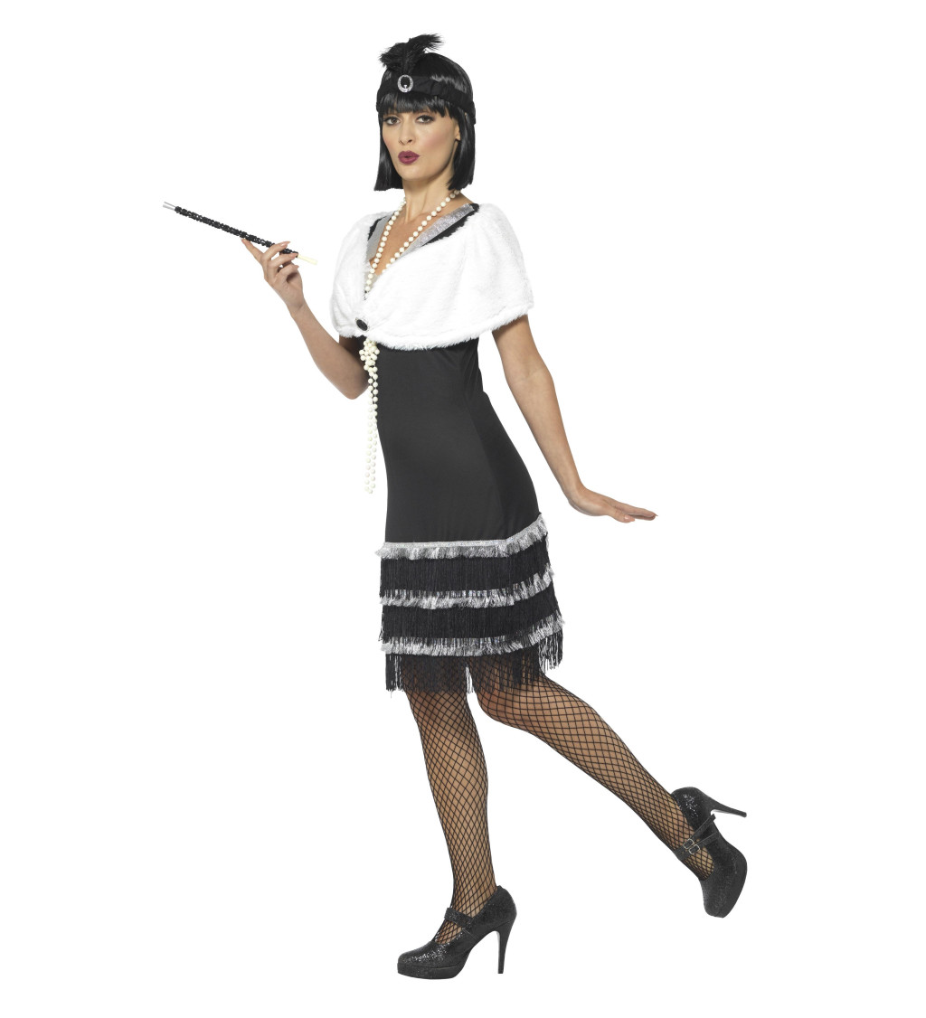 Dámsky kostým Flapper, čiernobiely