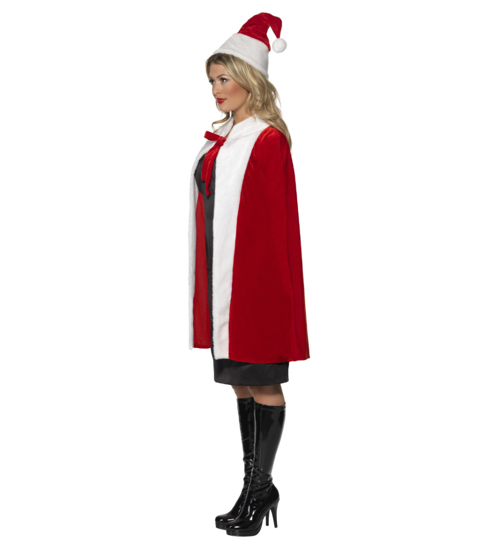 Santove červený plášť s klobúkom