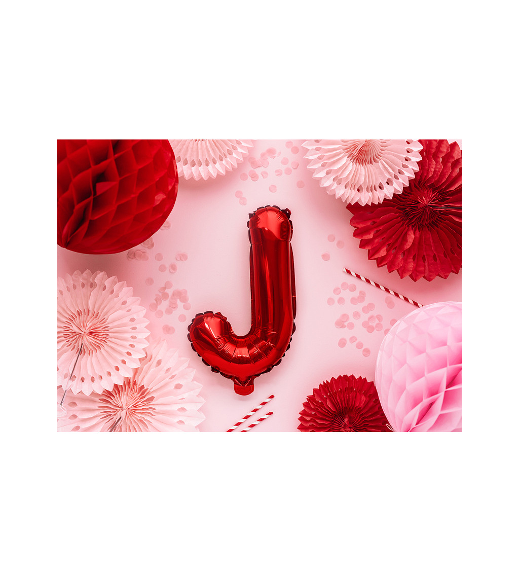 Fóliový balónik J - červený